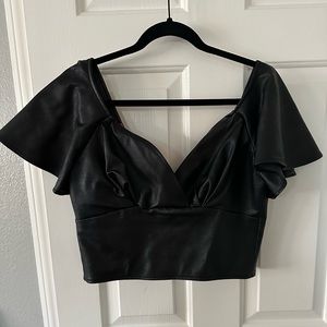 Vixen by Micheline Pitt Bad Girl babydoll crop top in vegan leather